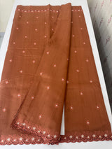 Blended tussar saree with cutwork border- MSHK268 Rust