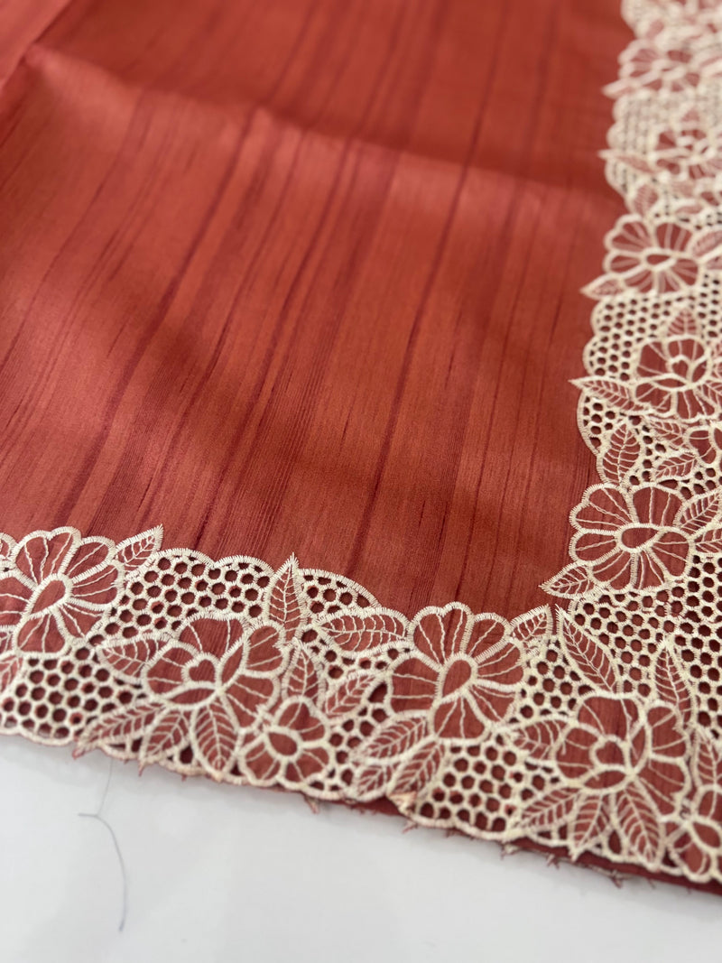 Cutwork Semi tussar saree MTSS879 Dark Peach