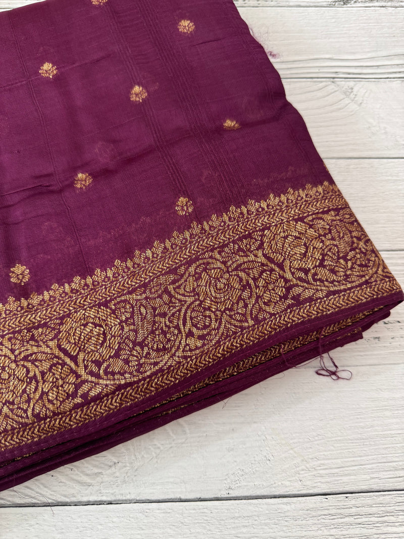 Banarasi Tussar Georgette Saree with brocade blouse - MS44376 Wine