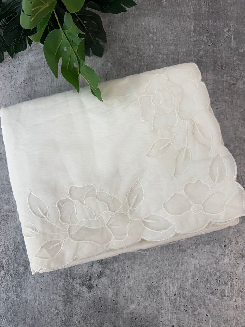 Mul chanderi saree with applique borders MSH111 -White