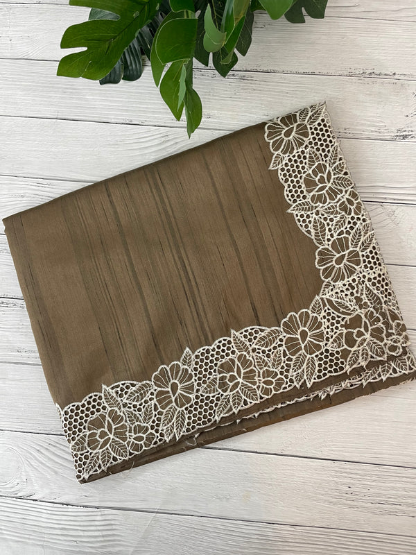 Cutwork Semi tussar saree MTSS879 Mocha Brown