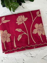 Malai chanderi saree with appliquework MSM6201 CrimsonPink