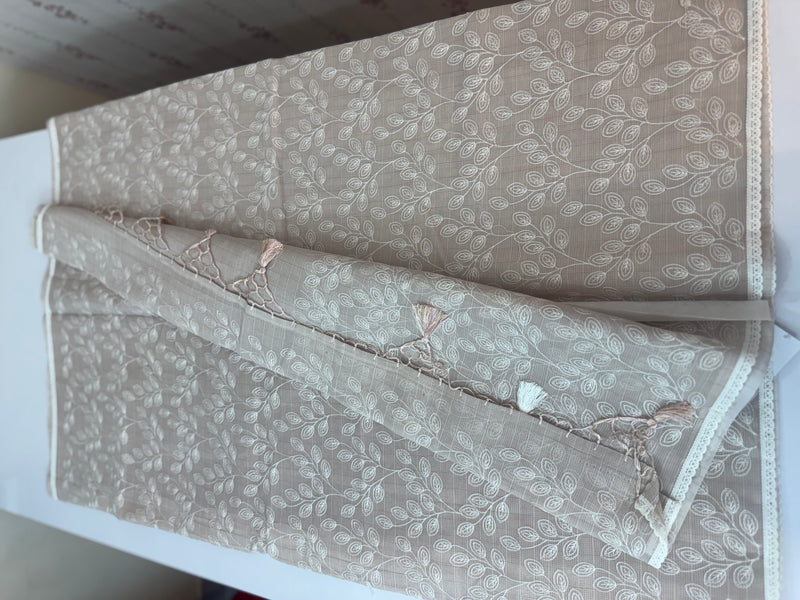 Kota cotton silk embriodery saree MS1455- Pastel brown