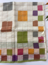 Semi chanderi saree with multi color checks- MSF334