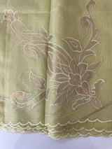 Soft tissue kota checks saree with applique work (2)- MSH5407 LimeGreen