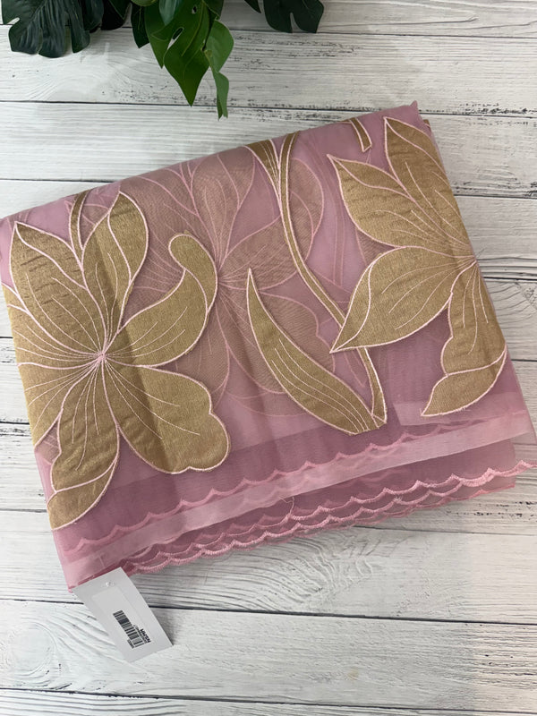 Organza saree with tissue applique work MS5081 Pink
