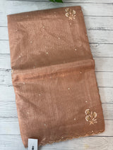 Tissue silk saree with foil work and cutdana scalloped border  MTSS432 - Peach