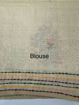 Semi chanderi saree kanta embriodery MSF590 - Cream