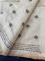 Soft semi tussar silk saree with embroidery-MSCS636