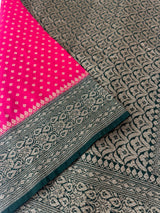Banarasi viscose Georgette saree MKGS611 - DarkPink to Green
