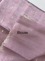 Tussar finish soft silk saree with white thread embroidery MTS567 Pastel Onion