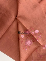 Blended Matka Tussar silk saree with cross stitch embroidery MS4899 - Peach