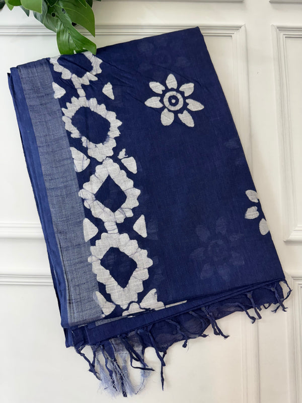 Indigo Semi linen saree MLS872