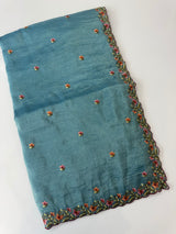 Crush Organza embroidery saree MS14567 DeepBlue