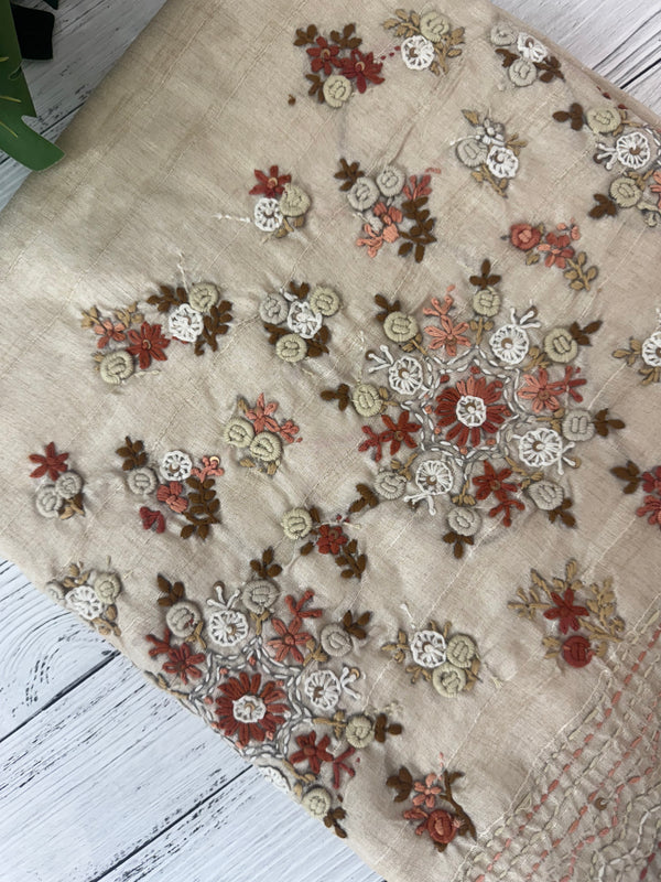 Kanta Handstitched Blended tussar silk saree MS90543