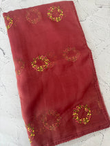 Crush chiffon saree with embroidery MCH345 MutedMaroon