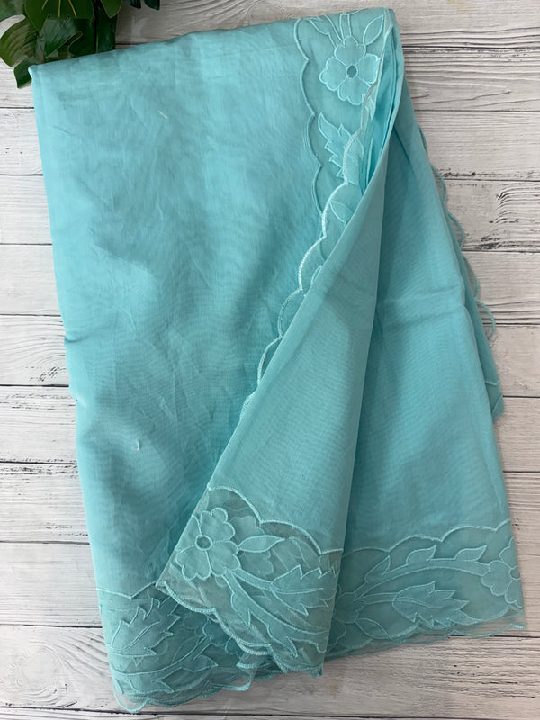 Mul chanderi saree with applique borders MSH111 PastelBlue
