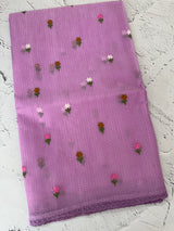 Kota checks saree with embroidery MS7679(2) Lavender
