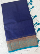 Jute silk sarees with contrast pallu & blouse MJL396
