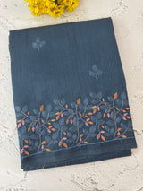 Embriodery Blended Matka Tussar silk saree MS6790 - MidnightBlue
