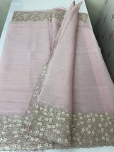 Crush tissue Organza saree with embroidery work MS14791- PastelPink