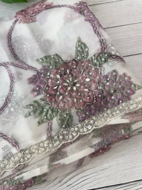 Handworked chiffon Organza saree MCS4534