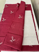 Kota  checks saree with embroidery - MS7679 BerryPink