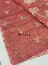 Crush Organza Applique work saree MS14987- PeachPink