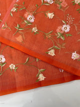 Kota Supernet embriodery saree SHSNYNM -Orange