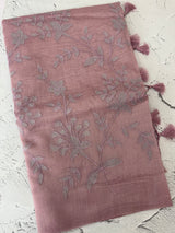 Tissue chanderi saree with applique work MSH699 - OnionPink