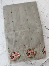 Silky kota embroidery saree MS5407 - Grey