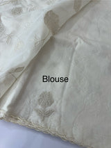 Mul chanderi tissue applique work saree  MSH115(2) - Offwhite