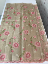 Tissue Silk cross stitch embriodery saree MS49892