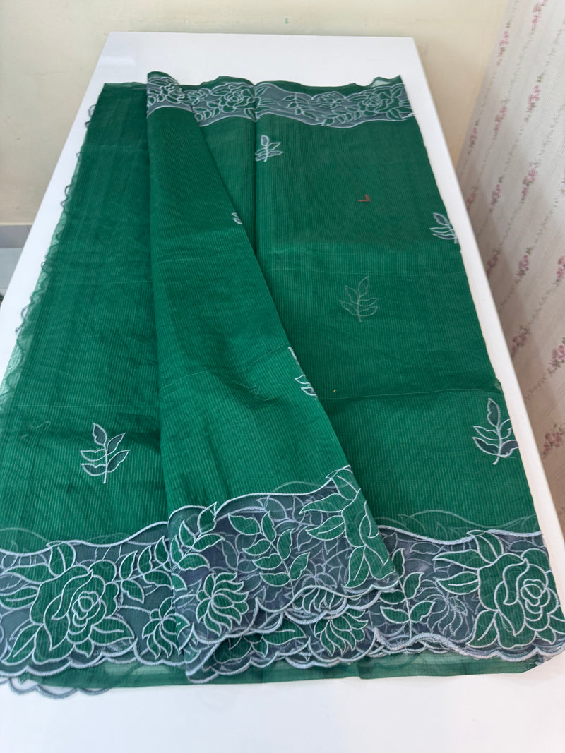 NetKota Applique work saree  MSH110- Green