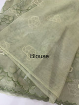 Glassy tissue organza saree with embroidery FKSF788 Pastel DustyGreen