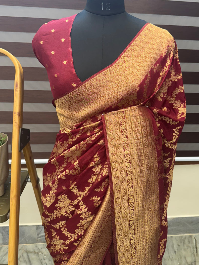 Banarasi viscose Georgette saree SEFNMRM - Maroon