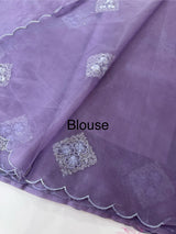 Organza saree with embroidery - MSH375 Purple