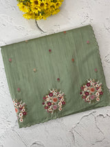 Blended tussar silk saree with embroidery- MS1072 DuskyGreen