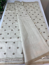 Soft semi tussar silk saree with embroidery-MSCS637