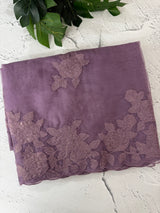 Soft organza saree with applique work - MCW225 DuskyPurple