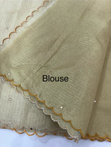 Copper Tissue silk saree with applique work MSH252