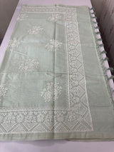 Kota silk saree with chikankari work  MSK334 Pastel MintGreen
