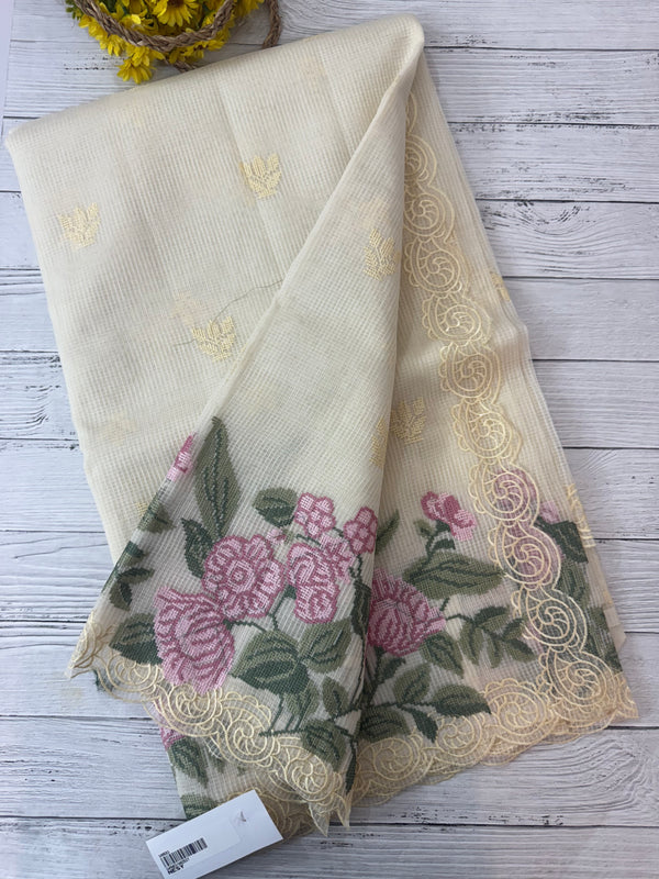 Kota silk cross stitch embroidery saree MS76432