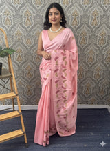 Semi silk saree MS67449- PeachPink