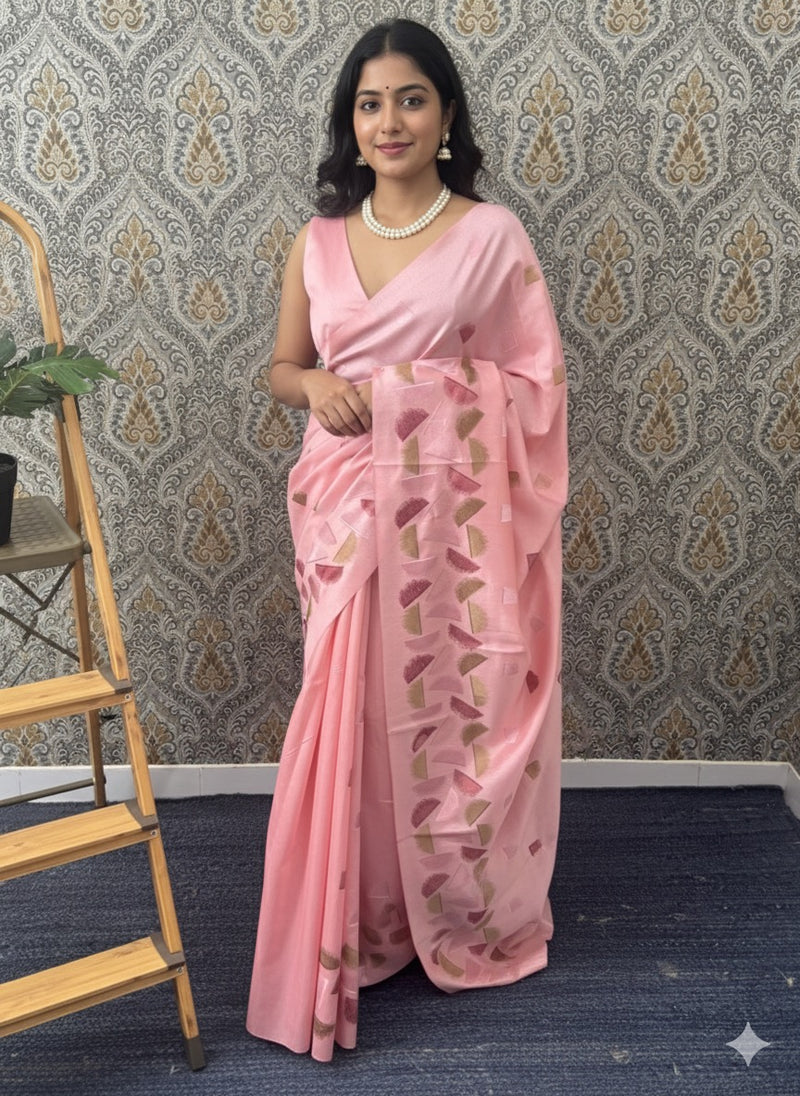 Semi silk saree MS67449- PeachPink