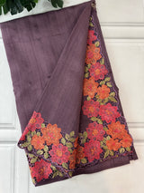 Blended Tussar georgette saree with cutwork borders - MS14140 Mauve