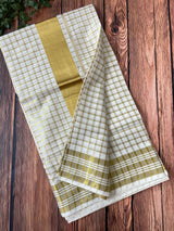 Kerala cotton saree - Gold checks