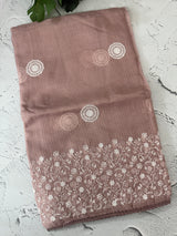 Soft kota checks saree with embroidery - MS7676 DuskyMauve