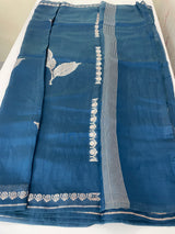 Blended Banarasi silk organza saree with zari weaving MSSA499 TealBlue