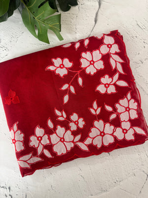 Kota Moonga checks Applique work saree  MSH141- Red